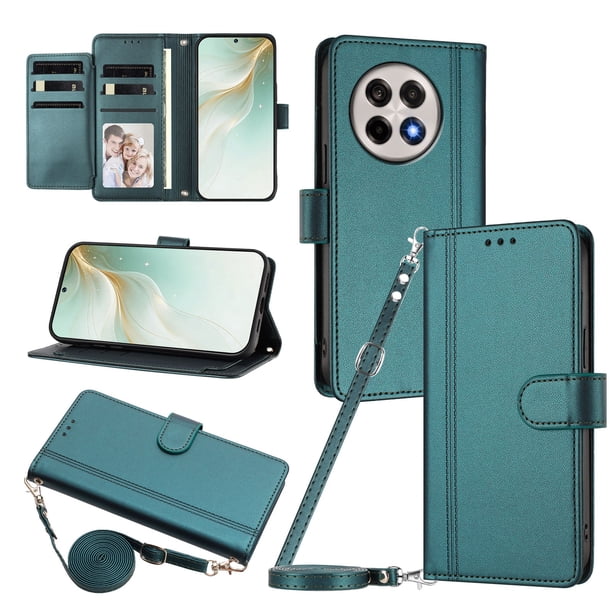 Funda Cartera para OnePlus 13R con Bolsillo para Billetes, Verde Oscuro