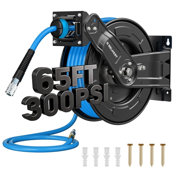 Enrollador de Manguera de Aire Relhost 20m 9.5mm Híbrido 300PSI Auto Retracción