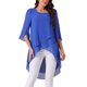 thumbnail image 1 of INSPIRE CHIC Blusa de Chifón para Mujer con Mangas Divididas 3/4 y Dobladillo Asimétrico Túnica Azul Real XL, 1 of 5