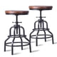 thumbnail image 1 of Taburete de Bar Lokkhan Industrial Vintage Giratorio Madera y Metal Juego de 2, 1 of 3