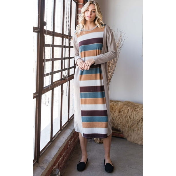 Vestido de Rayas con Bloques de Color
