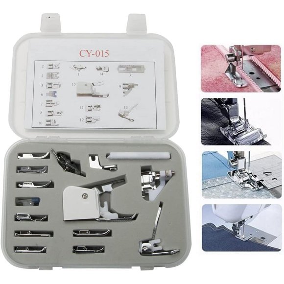 Kit de 15 piezas de pies prensadores VOBRAMY para máquina de coser
