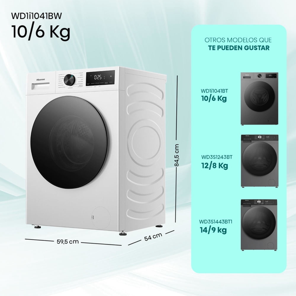 Hisense WD1I1041BW 10/6 kg Blanco, foto 10