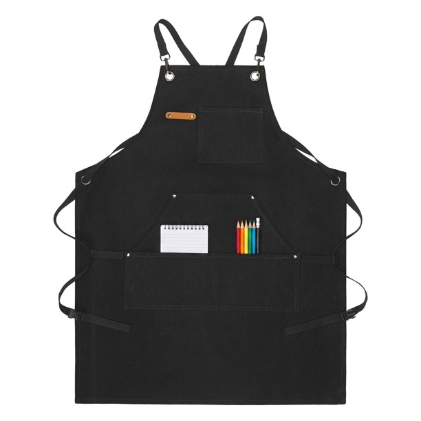 Delantales REGALWOVEN con Bolsillos, Delantal de Cocina Impermeable, Delantal de Cocina Ajustable, Delantales de Poliéster Duradero para el Hogar y la Cocina 26.8x 33.9 pulgadas Negro
