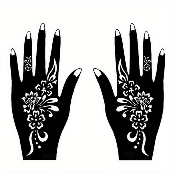Tattoo Stencil Women Normal Size Temporary Tattoo Templates Body Art Designs Self-Adhesive Reusable Hand Tattoo Stencils Stickers Flower For Adults Women Left And Right Hands Kit Body Paint DIY