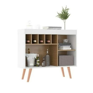 Tododescuento - Bar Aparador Armario Bodeguero Living Retro Blanco