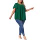 thumbnail image 4 of Agnes Orinda Blusa de Chifón para Mujer Talla Grande Camisa de Doble Capa Cuello Redondo Mangas Cortas con Volantes Tops Casual de Trabajo 1X Verde Oscuro, 4 of 8