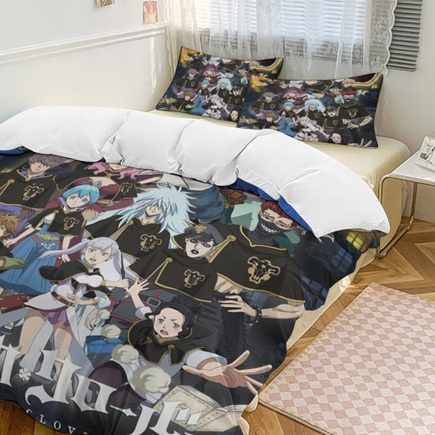 Black Clover Anime Home Bed 3-piece Set Classic Japanese Anime Polyester Wash Student Dormitory Set