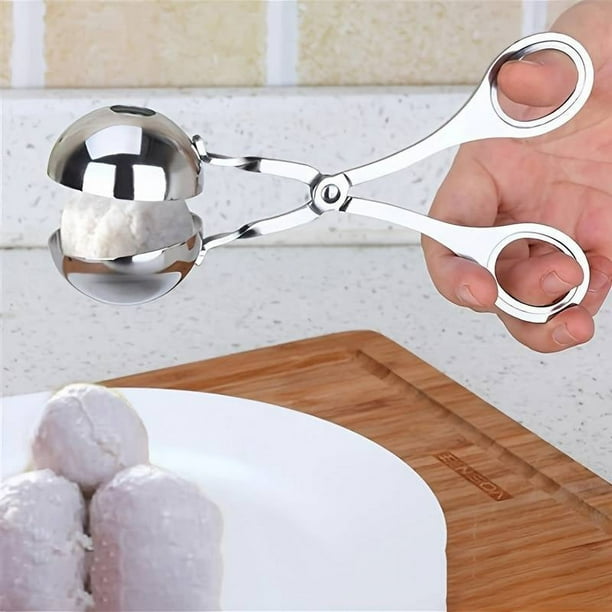 1pc/2pcs Meatball Clip, Stainless Steel Non-stick Pot Meatball Maker, Meatball Making Tool Clip, Novice Non-stick Stopper Meatball Spoon, Cooking Spoon, Stainless Steel Kitchen Accessories