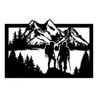 Genérico - Cuadro Decorativo Montañistas Mdf U085 Negro