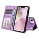 thumbnail image 4 of Funda tipo cartera FOXDOCK para iPhone 16e , diseño girasol en relieve, cuero PU, cierre magnético, soporte y tarjetero, 4 of 5