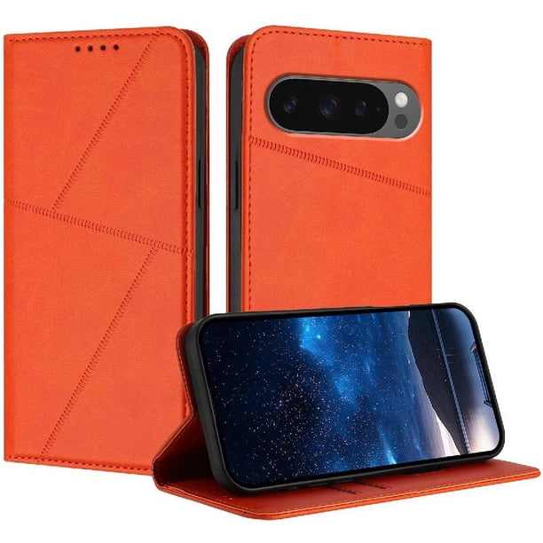 Funda Cartera Magnética para Google Pixel 10 Pro Protección Antichoque con Ranuras Naranja
