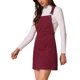 thumbnail image 4 of INSPIRE CHIC Falda de Tirantes con Textura de Pana para Mujer, Vestido Pinafore en Línea A para Regreso a Clases con Tirantes Ajustables y Cremallera Lateral, Rojo Vino L, 4 of 6