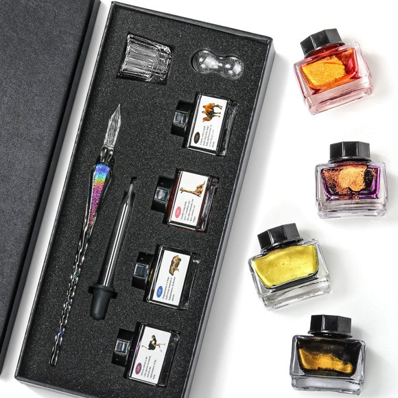 Juego de rotuladores de vidrio ESSSHOP con tintas de color de 15 ml y soporte
