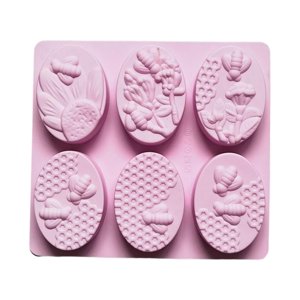 Magideal - -Modelo De , Fabricación De Jabón Ovalada, 6 Cavidades, Modelo De Escultura, Modelo De Panal, Fundición De Resina Epoxi Para Fabricación De Jabón Púrpura