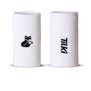 Muñequera Tilki Larga Pro Terry Blanca X2 Tenis Padel