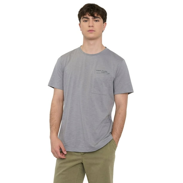 Polera Hombre Fun Bolsillo Gris Claro Corona