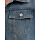 thumbnail image 5 of INSPIRE CHIC Chaqueta de Jean Recortada de Manga Corta con Cuello Vuelto Casual de Mezclilla para Mujeres de Regreso a Clases S Gris Azul, 5 of 6