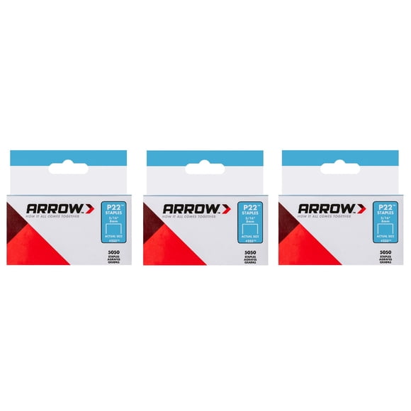 Staples Arrow Fastener P22 de 5/16 pulgadas Paquete de 3, color gris