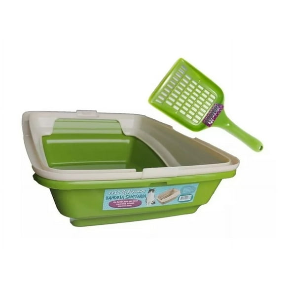 Arenero Para Gatos Bandeja Sanitaria Con Borde + Pala Verde