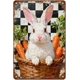 thumbnail image 1 of Letrero estaño metal conejo Pascua vintage conejo flor huevo primavera arte pared hogar granja cocina dormitorio 20x30cm, 1 of 6