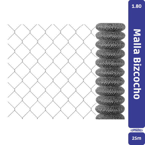Malla Bizcocho Galvanizada 60mm 1,8 x 25Mt