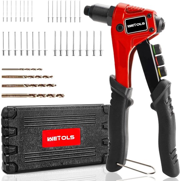 WETOLS Kit de remachadora manual con 200 remaches ciegos, modelo WE888