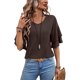 thumbnail image 1 of Blusa para mujer con volantes, escote en V y mangas 3/4, 1 of 3