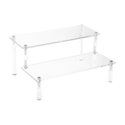 Magideal - Escalera De Usos Múltiples Nivel Acrílico Estante Cupcakes Cosméticos Escalera Titular Figura Modelo Coche Soporte De Exhibición De Escritorio Colecci , 2 Escalera