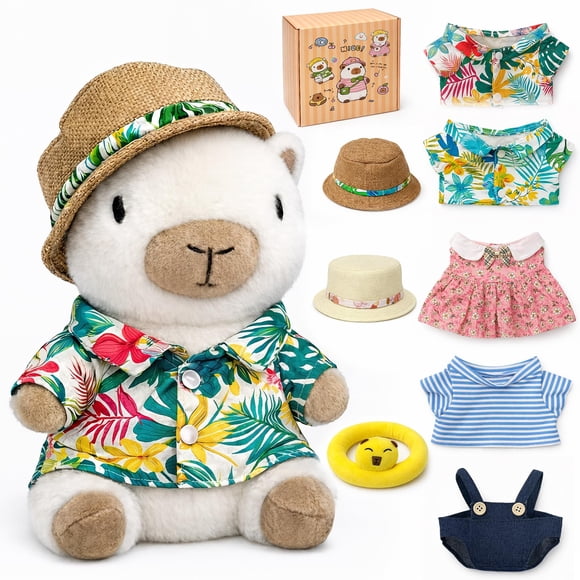 Set de Peluches TITQWOP 9 piezas de Capibara con ropa y caja