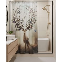 Mylhogar - Cortina De Baño Tela Género + Forro Impermeable