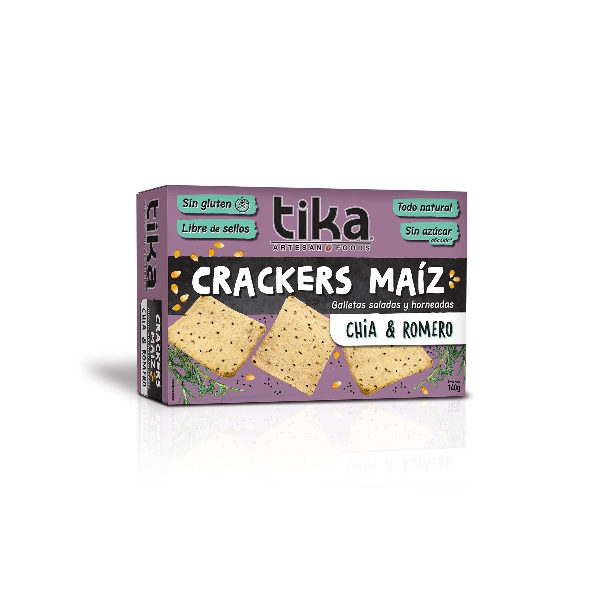 Galletas Saladas Artesanales Chía Y Romero Caja 140 g Tika