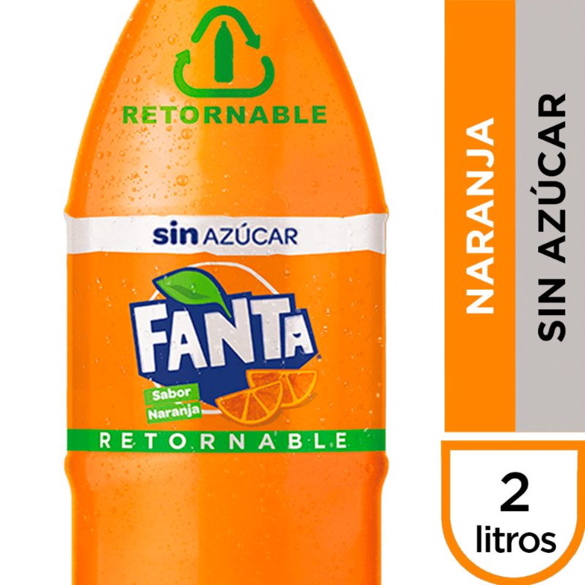 Bebida Naranja Sin Azúcar Botella Retornable 2 L Fanta