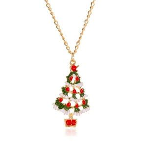 Veat00L - 1 Collar De Navidad, Collar En Forma De Árbol De Navidad, Elegante Árbol De Navidad De Resina Multicolor, Regalo De Collar De Árbol De Navidad Para Mujeres
