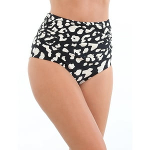 Samia - Bikini Calzón Pin Up Drapeado Estampado Negro M
