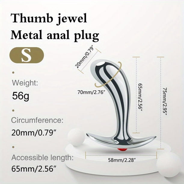 Metal Thumb Anal Plug Three Sizes Gem Base Design Anal Plug Male Sex