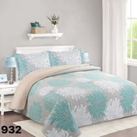 Gnerico - Cubrecama Quilt Sherpa 1 1/2 Plazas - Gris Hojas Bicolor M932