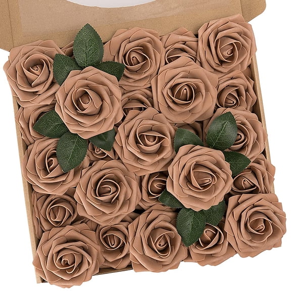 Flores artificiales N&T NIETING rosas marrones x25 con tallo de 18 cm