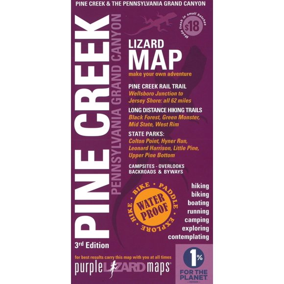 Mapa impermeable Purple Lizard Pub. Pine Creek Lizard