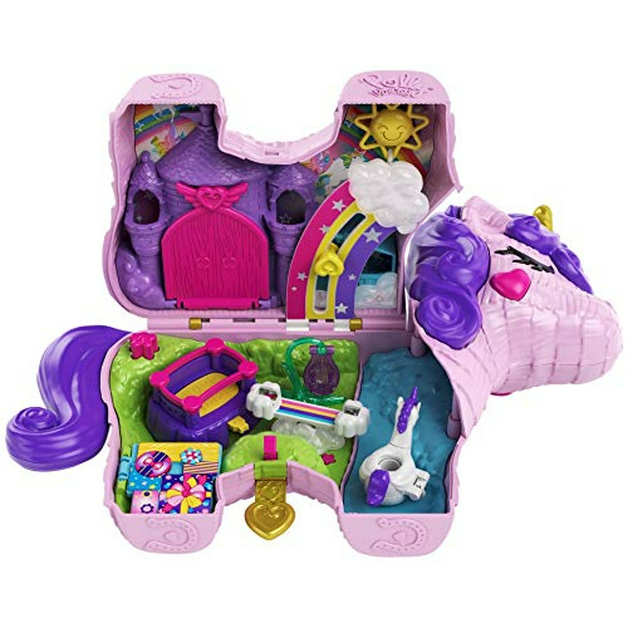 Polly Pocket Unicorn Party Gran Juego Compacto Con Micro Polly Y Lila Dolls, Más De 25 Sor Polly Pocket Polly Pocket