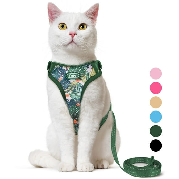 Juego de arnés y correa para gatos, superajustable, a prueba de fugas