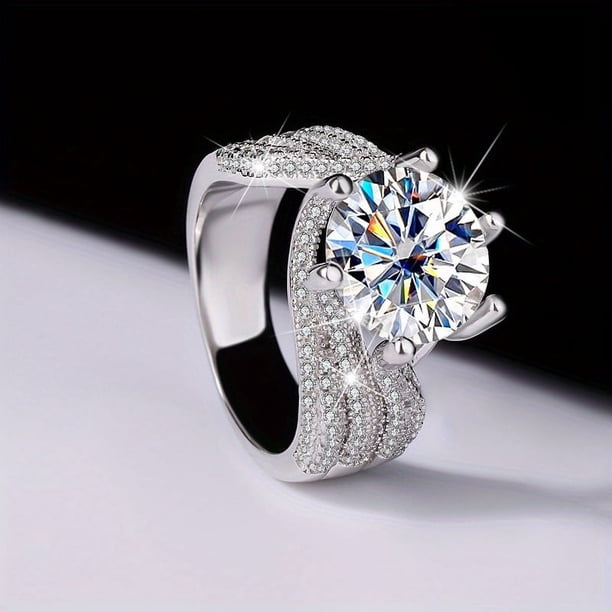 925 Sterling Silver 5 Carat Moissanite Ring - Luxurious Faux Diamond Inlay for Commemorative, Birthday, Wedding, Engagement, and Proposal Gifts