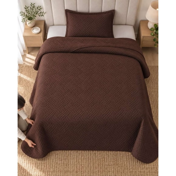 Cubrecama Quilt de Plaza y Media Con Funda De Almohada18
