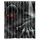 thumbnail image 1 of Cortina de ducha de baño con diseño de calavera aterradora y cruel "Dominator of Darkness", color negro, con ganchos, tamaño 60 x 72 pulgadas, 1 of 3