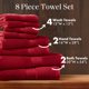 thumbnail image 5 of Juego de Toallas Madison Park 8 piezas Rojo Brillante 800 GSM, 5 of 7