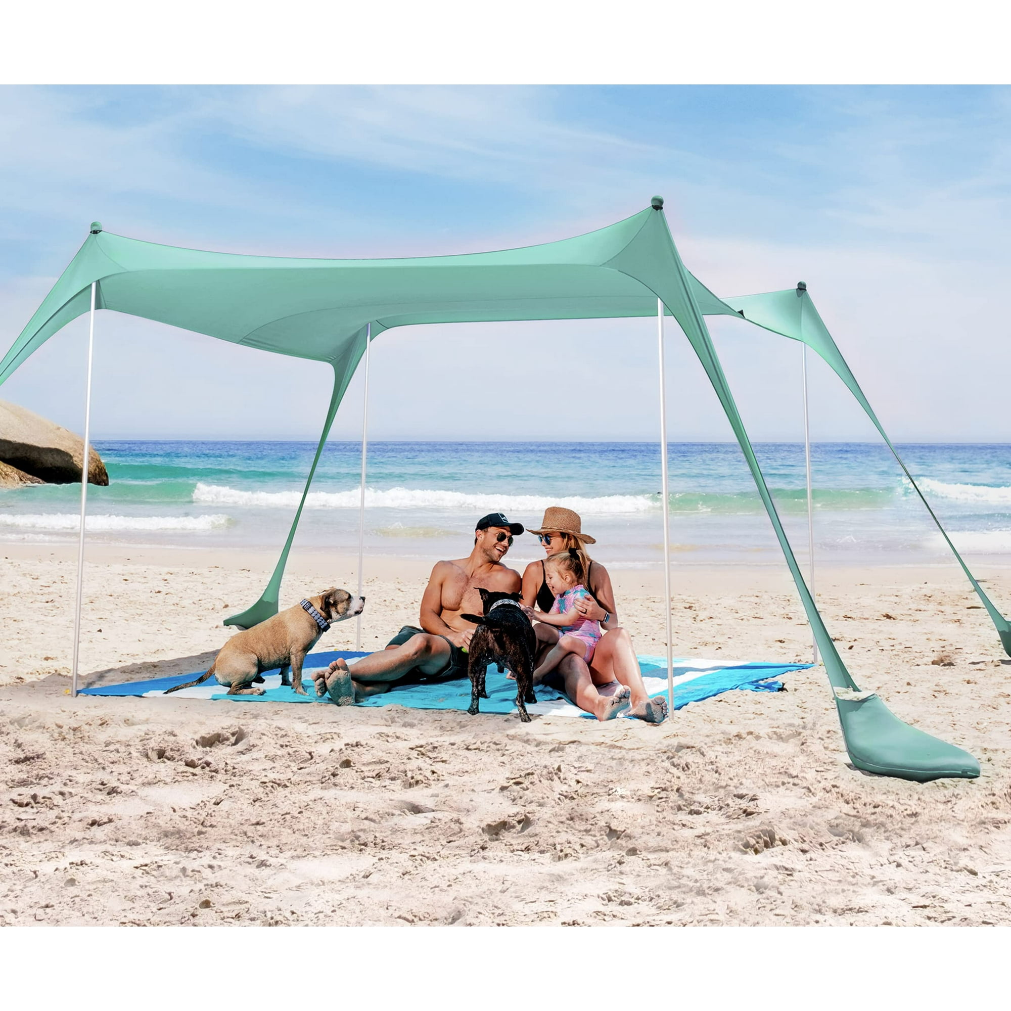 Carpa De Playa Sun Ninja, Plegable, Upf50+, Verde, 10 X 10 Pies