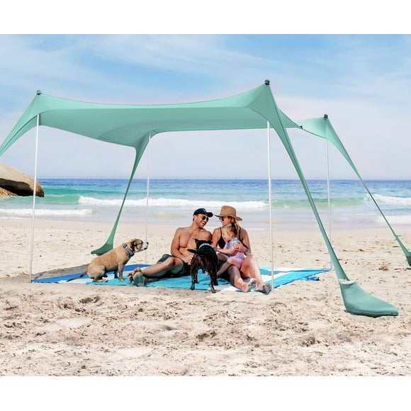 Carpa de playa SUN NINJA, plegable, UPF50+, verde, 10 x 10 pies