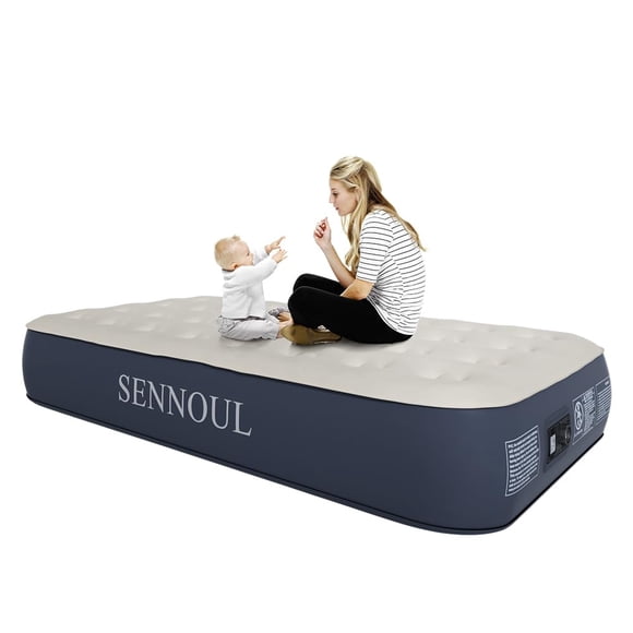 Colchón inflable SENNOUL Twin con bomba integrada, carga máxima de 550 libras