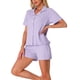 thumbnail image 4 of Conjunto de Pijama de Algodón 100% para Mujer de INSPIRE CHIC Manga Corta con Botones, Ropa de Dormir con Bolsillos y Shorts con Cintura Elástica XL Púrpura, 4 of 6