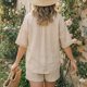 thumbnail image 5 of Jess por Meiko Conjunto de Top con Cuello y Pantalones Cortos de Lino para Mujer Conjunto a Juego de Verano Caqui XL, 5 of 6